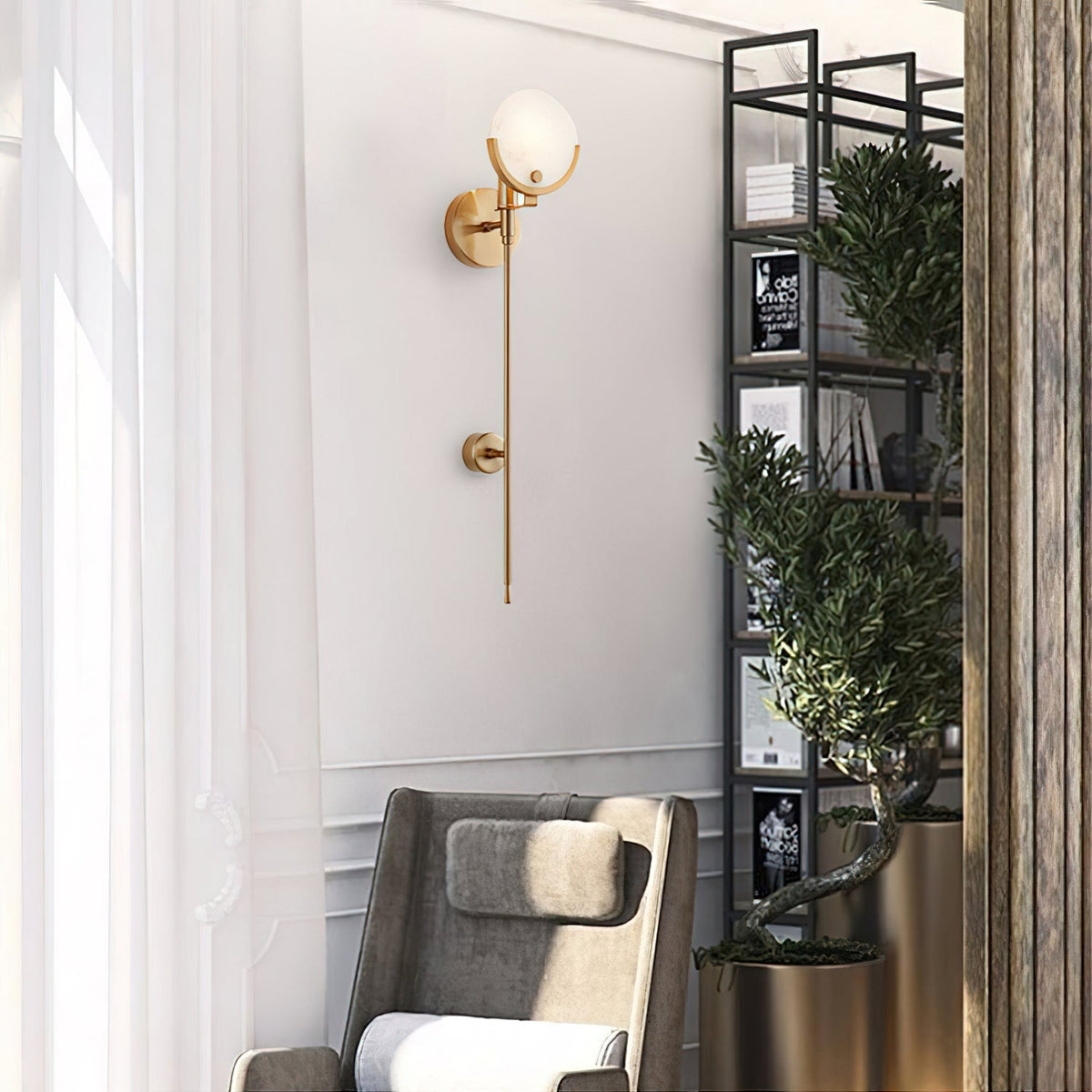 Keden Cradle Alabaster Globe Indoor Wall Light