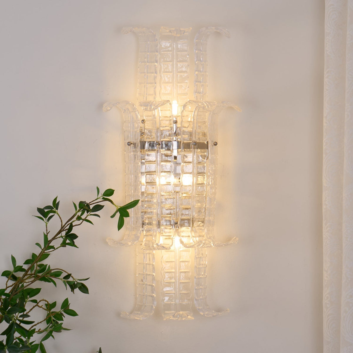 Celearia Wall Sconce Clear Murano Glass Panel Geometric