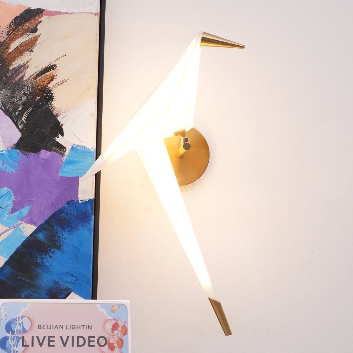 Eovela Nordic Art Paper Crane Wall Lamp