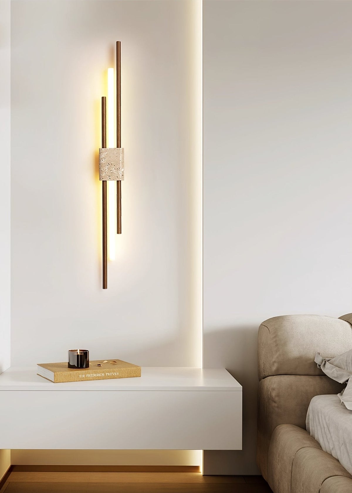 Eden Terra   Travertine  Wood  Walnut Wall Light