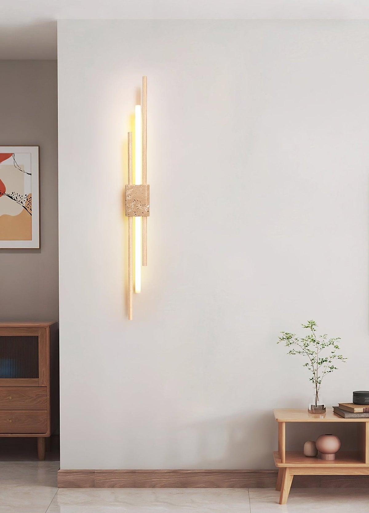 Eden Terra   Travertine  Wood  Walnut Wall Light