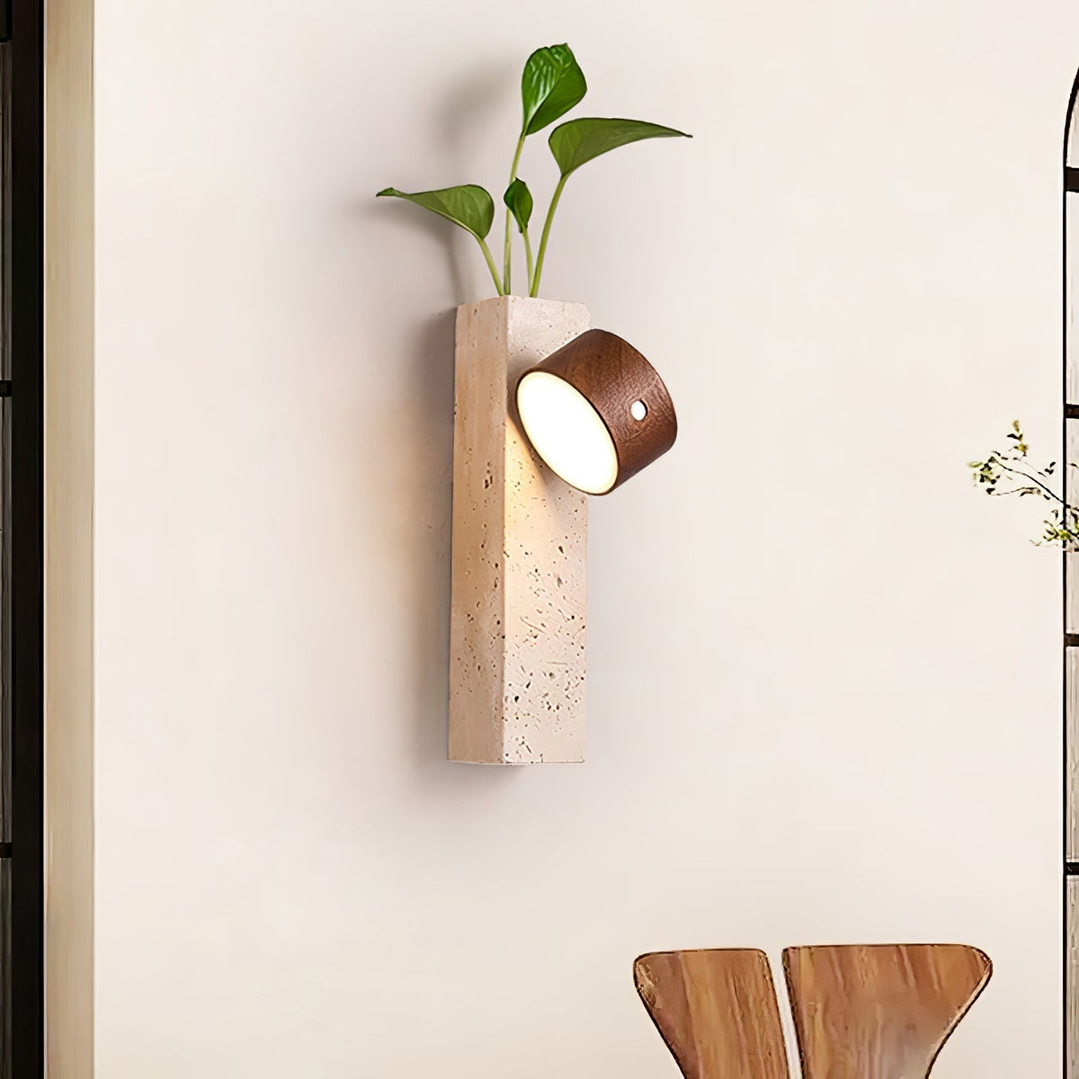 Dalvor Rectangular-Block Travertine Wall Light