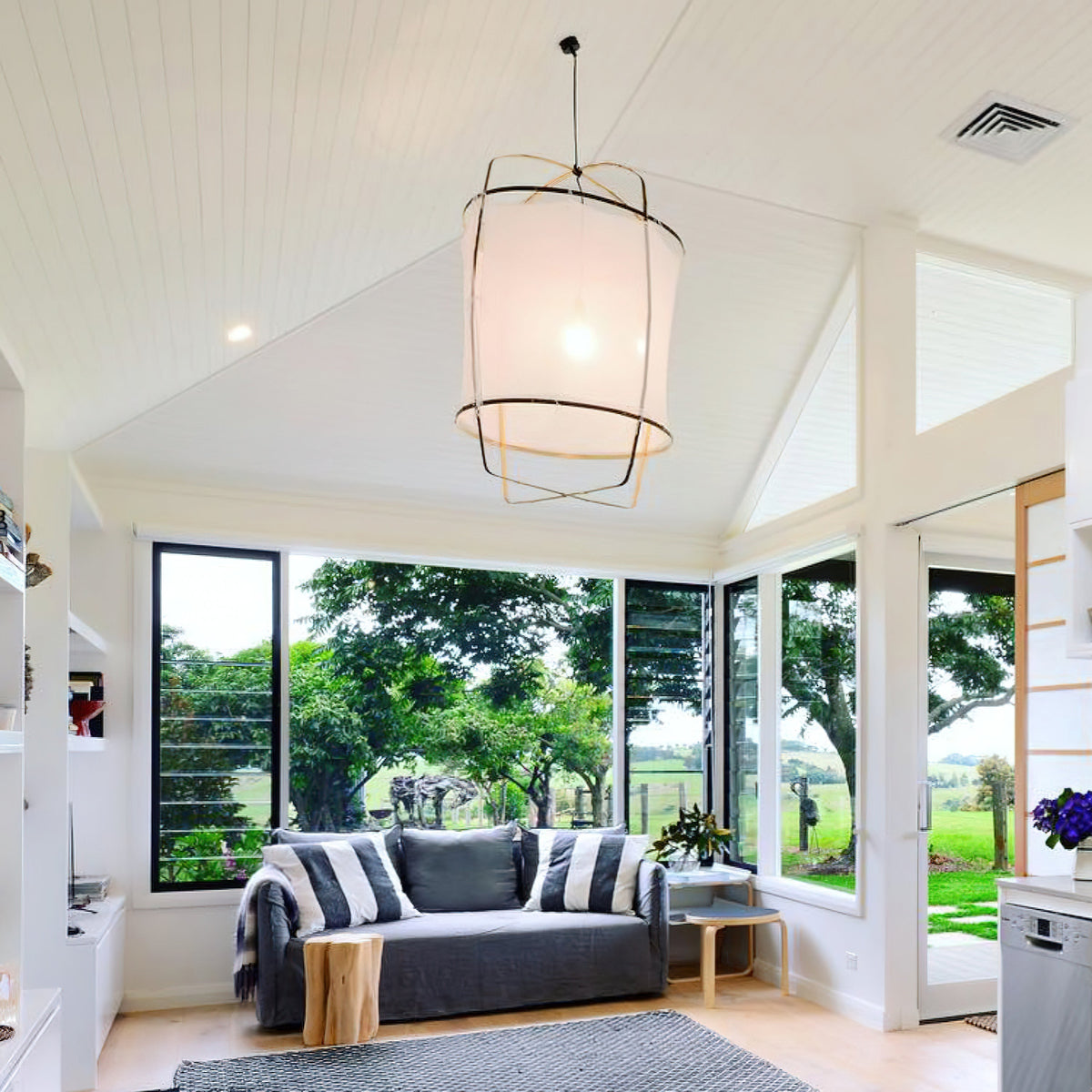 Arioelia Pendant Lamp Bamboo Shade for Living Room