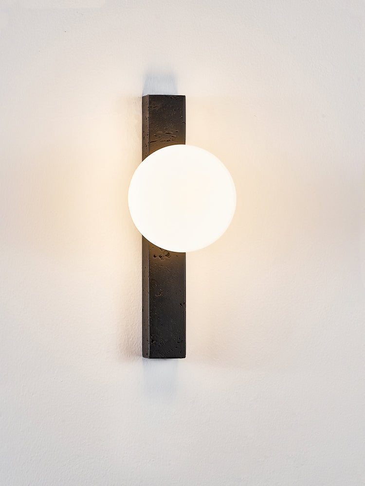 Zoshaira Globe Black Travertine  Wall Sconce