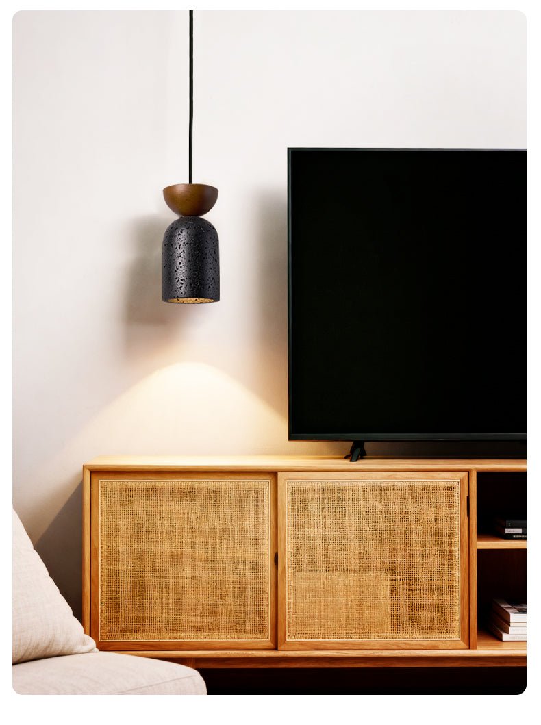 Iris Focused Black Travertine Pendant Light