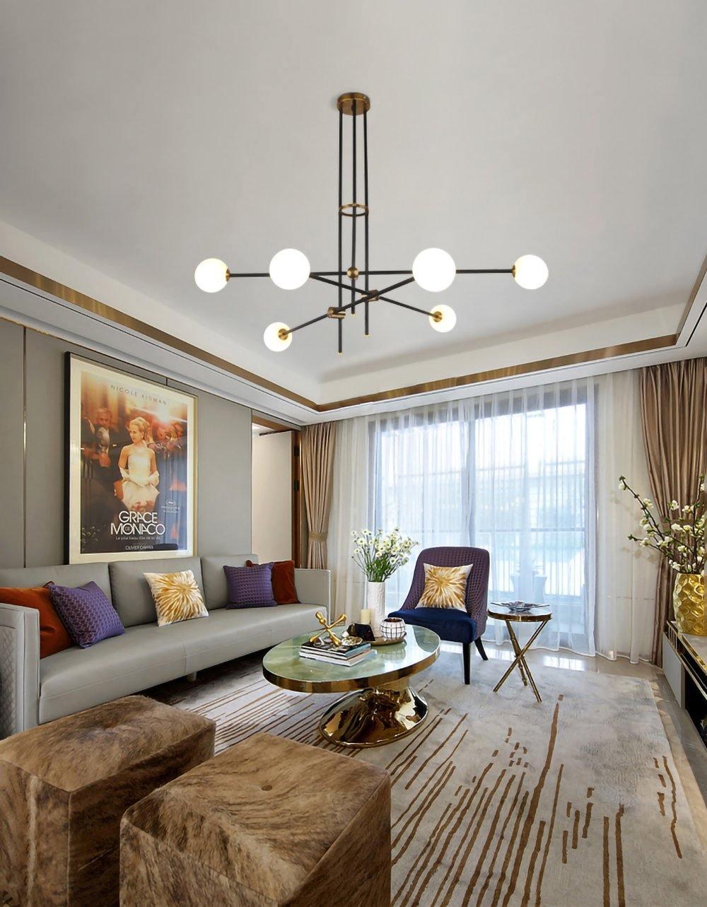 Celirissa Chandelier SI Brass Glass Globe