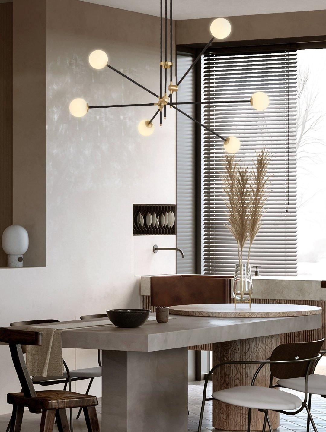Celirissa Chandelier SI Brass Glass Globe