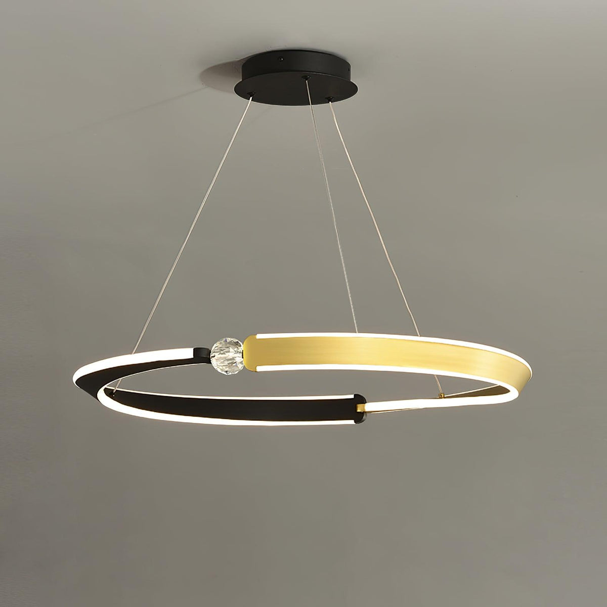 Elyerora Chandelier Crystal Black Gold Dining LED
