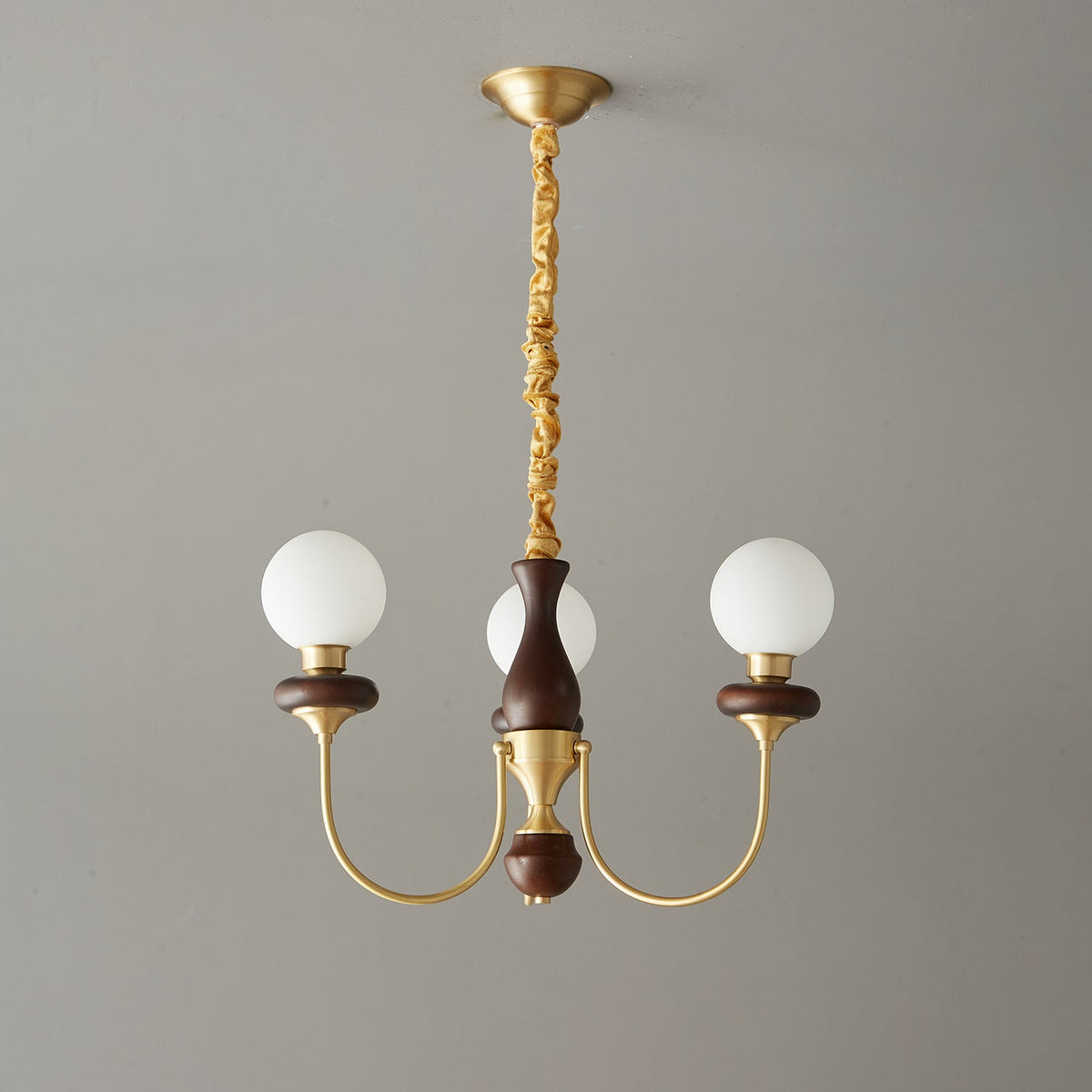 Cotheor Vintage Traditional Arc Wood Glass Chandelier