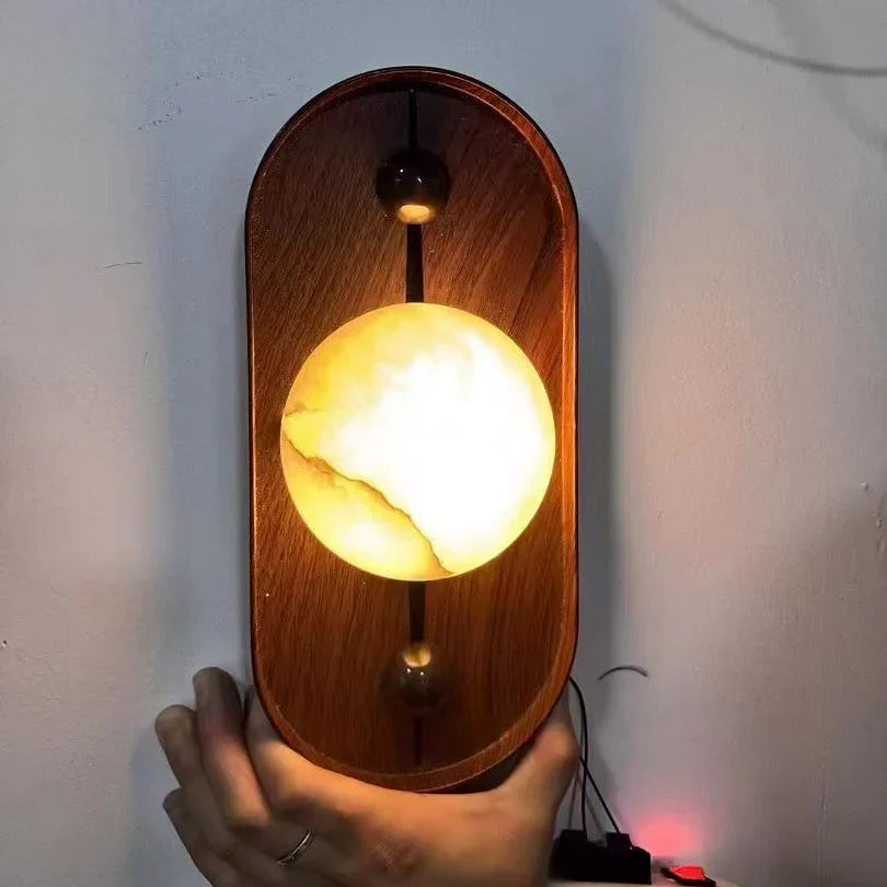 Driftwood Alabaster Wall Lamp Walnut Color