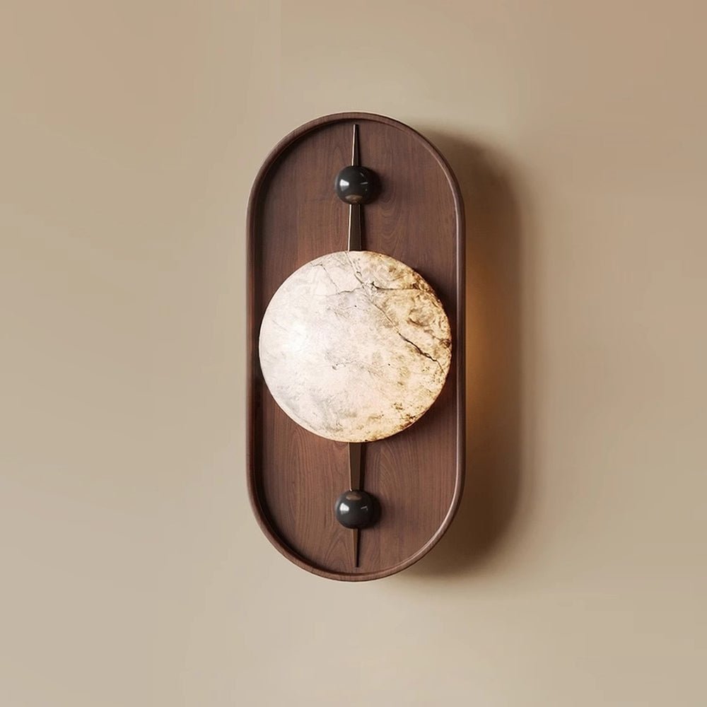Nivuielle Oval Alabaster Wood Plug Wall Light