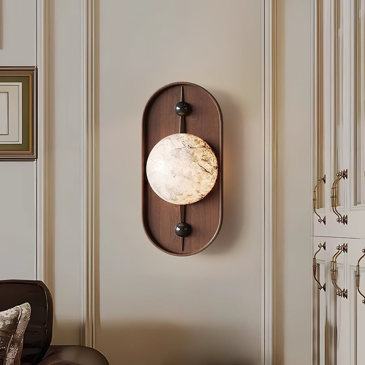 Lyvaran Oval Alabaster Wood Wall Light