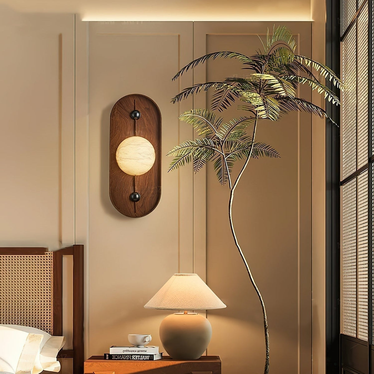Lyvaran Oval Alabaster Wood Wall Light
