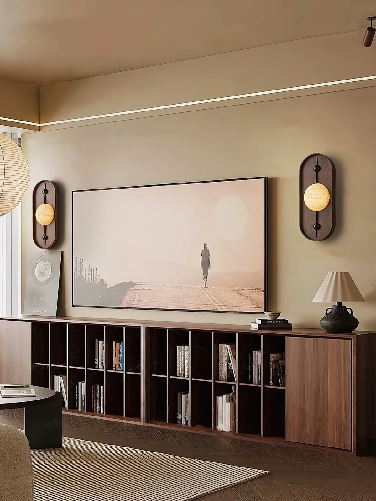 Lyvaran Oval Alabaster Wood Wall Light