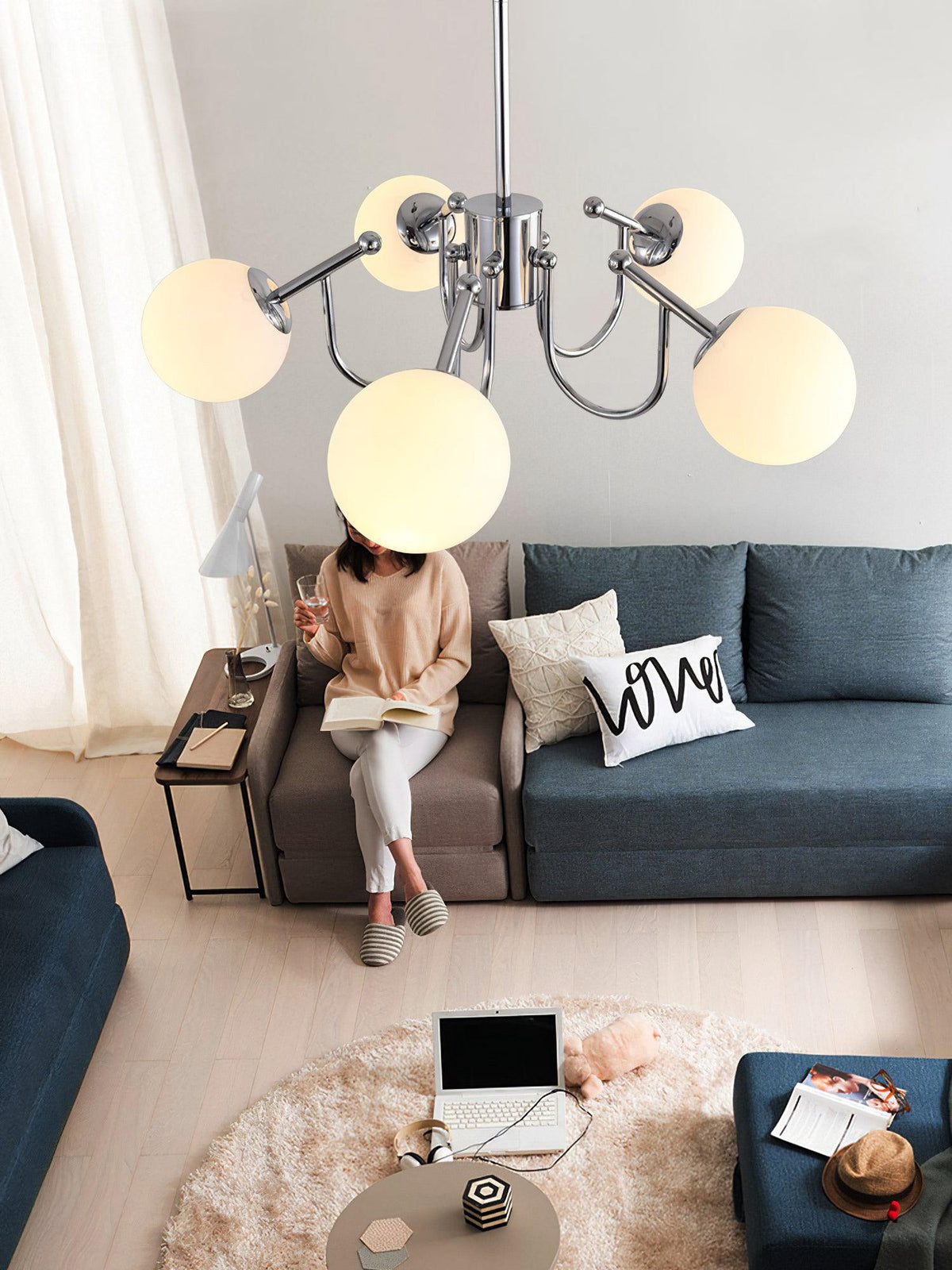 Tave Chandelier Globe Chrome Modern