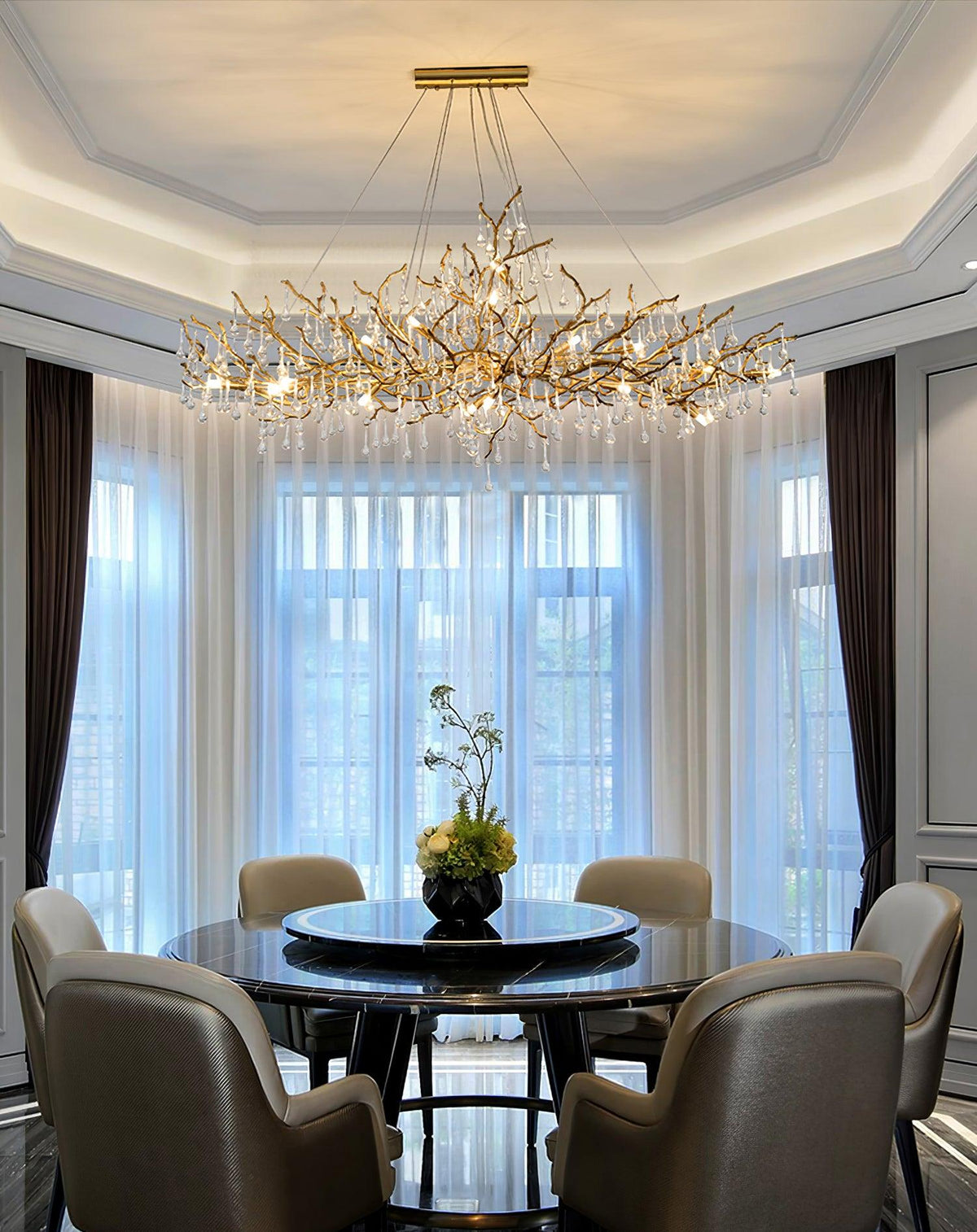 Elyeelle Chandelier Brass Crystal Branch
