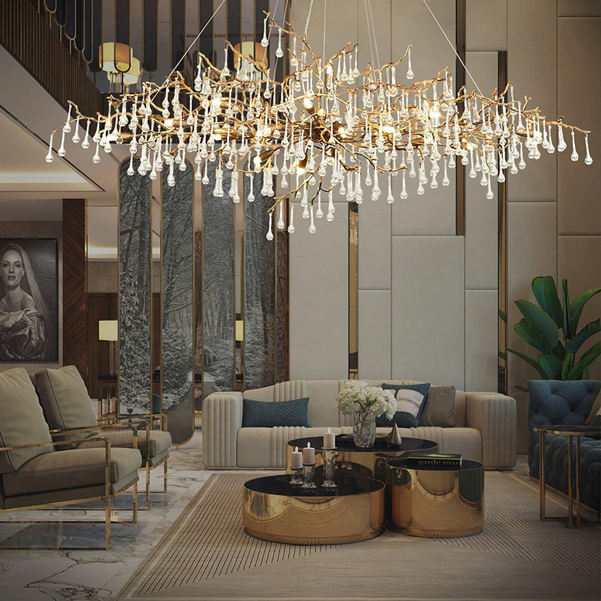 Elyeelle Chandelier Brass Crystal Branch