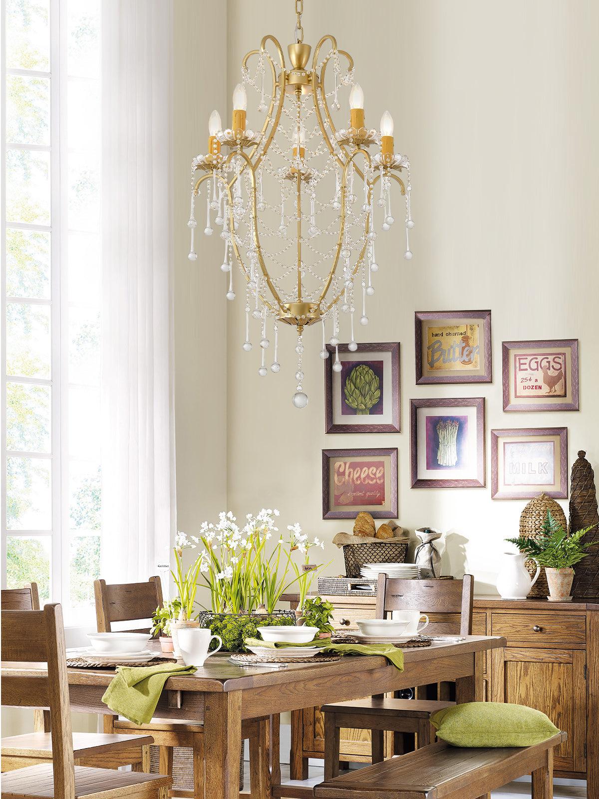 Eiriian Chandelier Birdcage Glass Drops