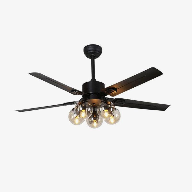 Zazoren Vintage Black Glass Ceiling Fan Light