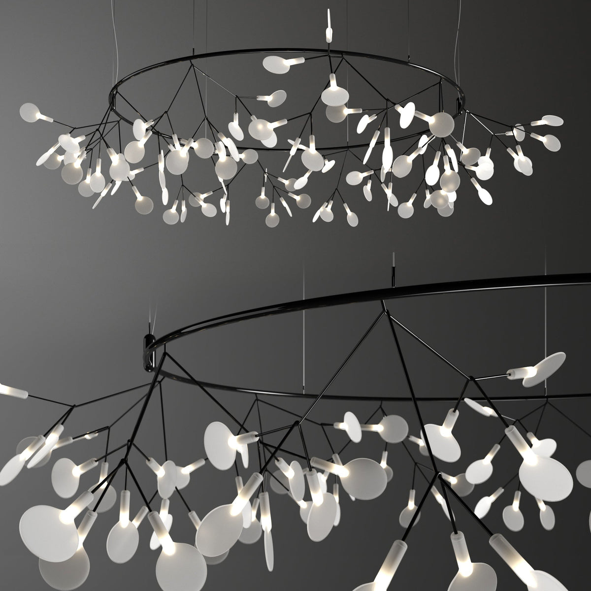 Zesion Chandelier Black Ring Firefly Branch