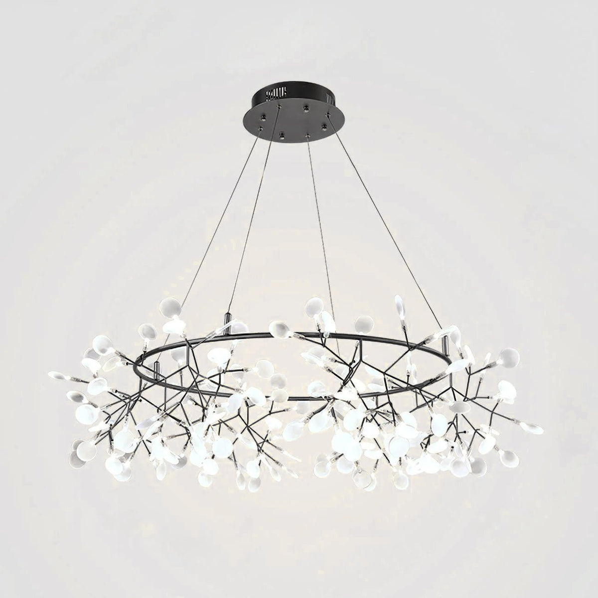 Zesion Chandelier Black Ring Firefly Branch