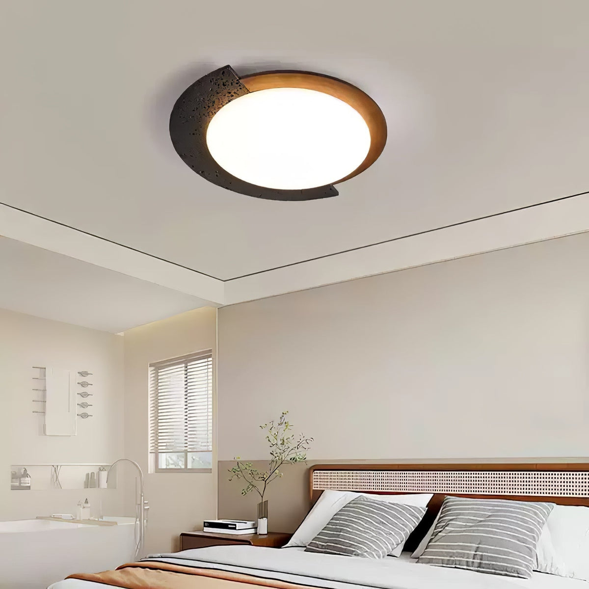 Taveira Asymmetrical Black Travertine Ceiling Light