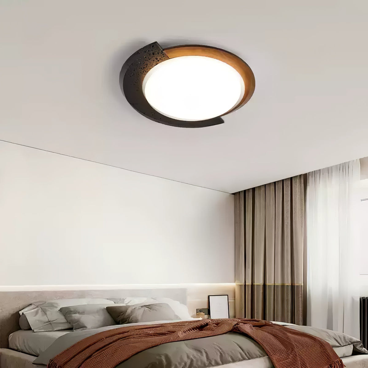 Taveira Asymmetrical Black Travertine Ceiling Light