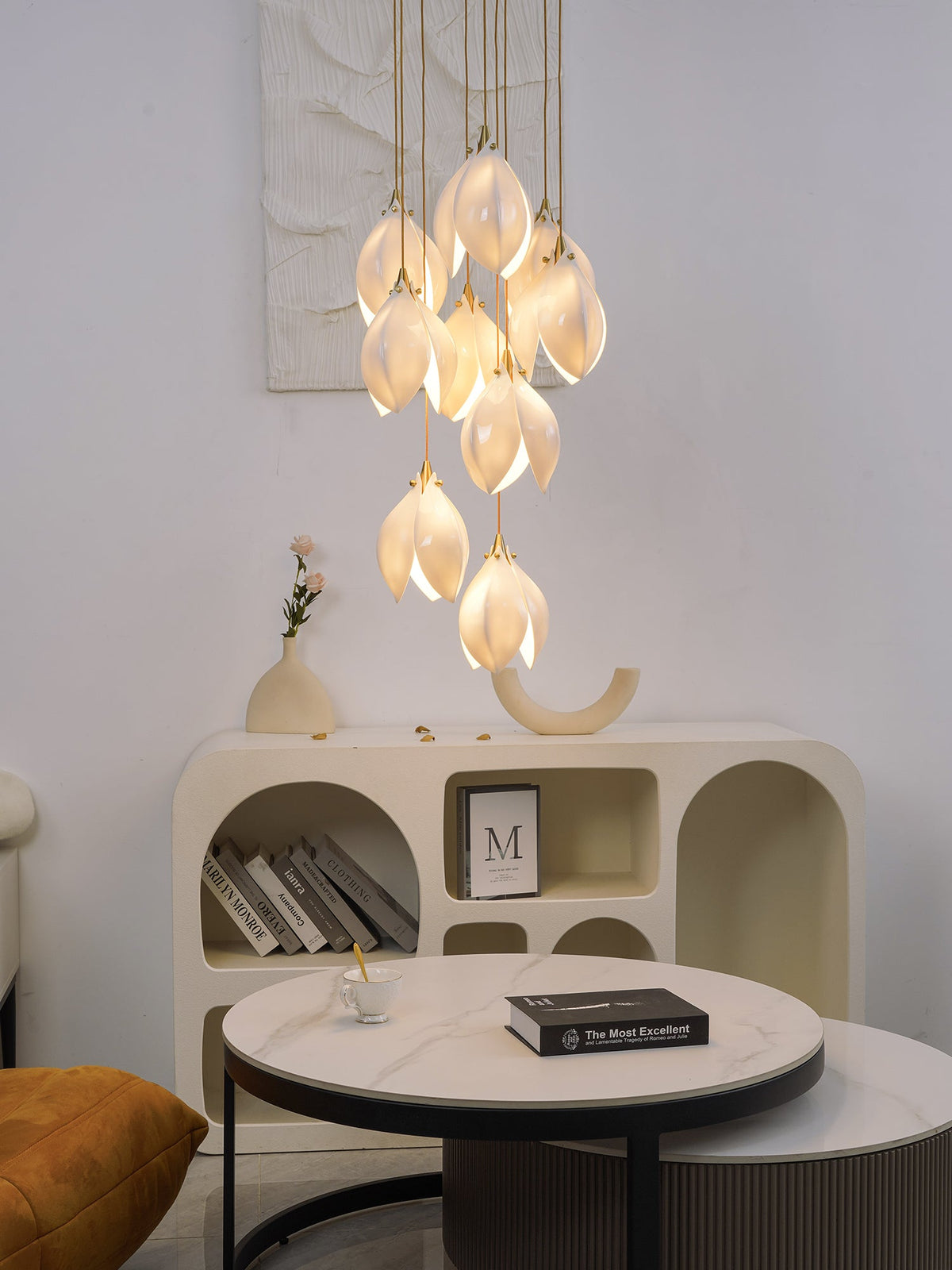 Tessa Pendant Lamp White Floral Ceramic