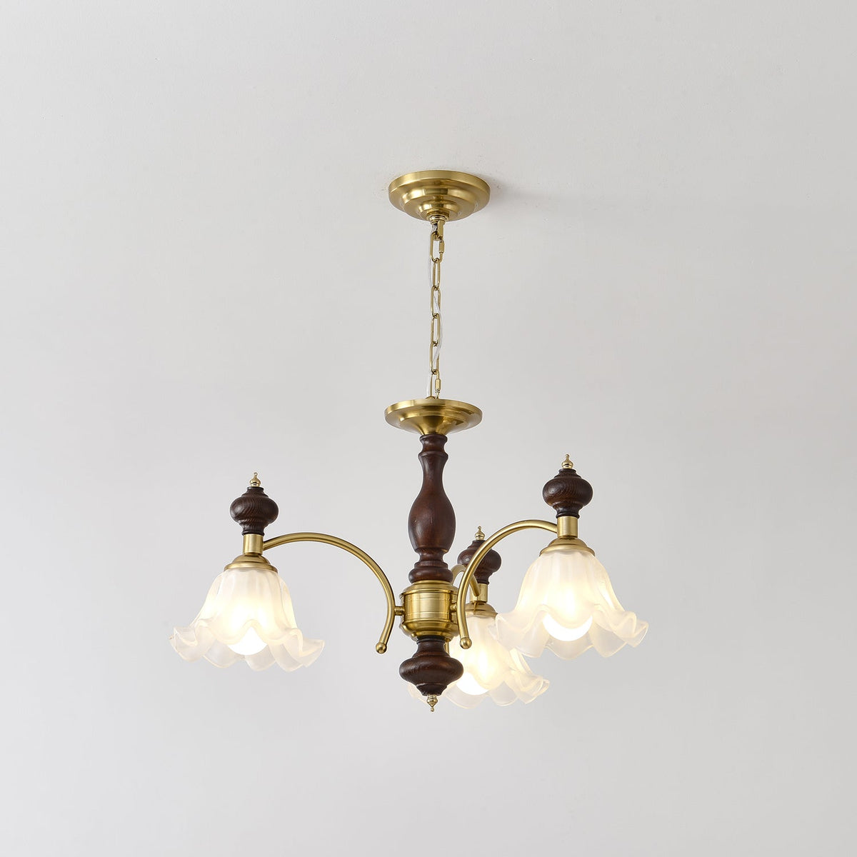 Jesolan Chandelier Wood & Brass Blossom Flowers
