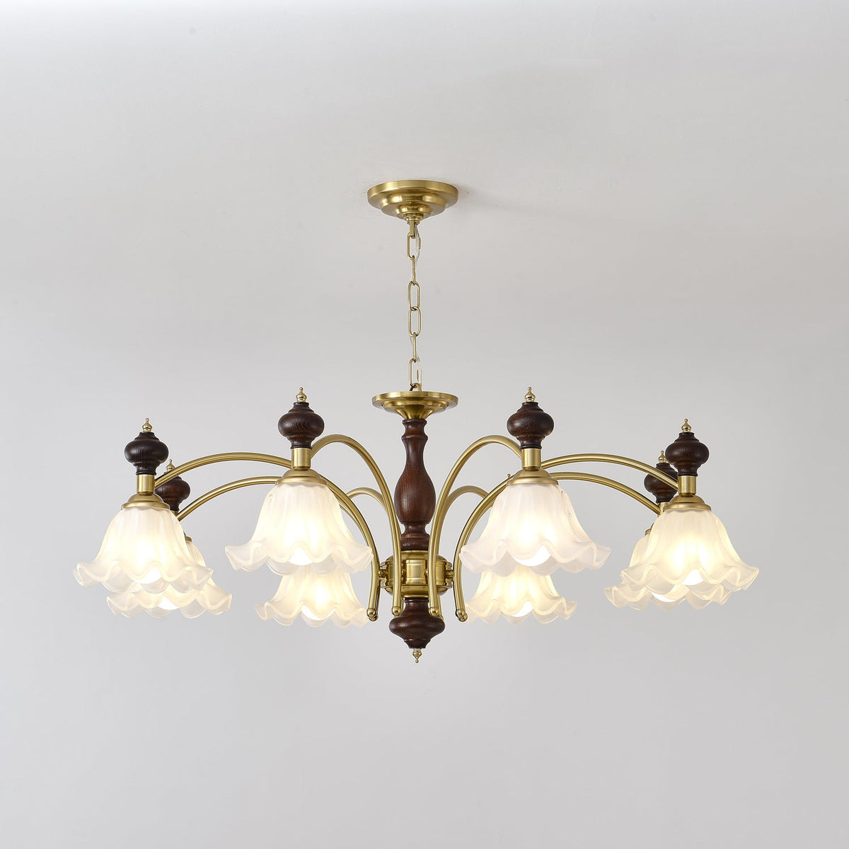 Jesolan Chandelier Wood & Brass Blossom Flowers