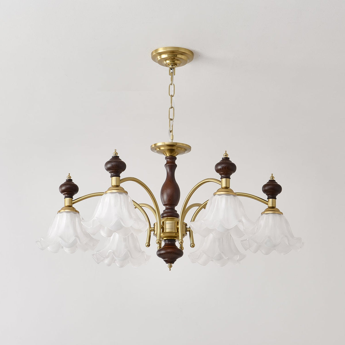 Jesolan Chandelier Wood & Brass Blossom Flowers