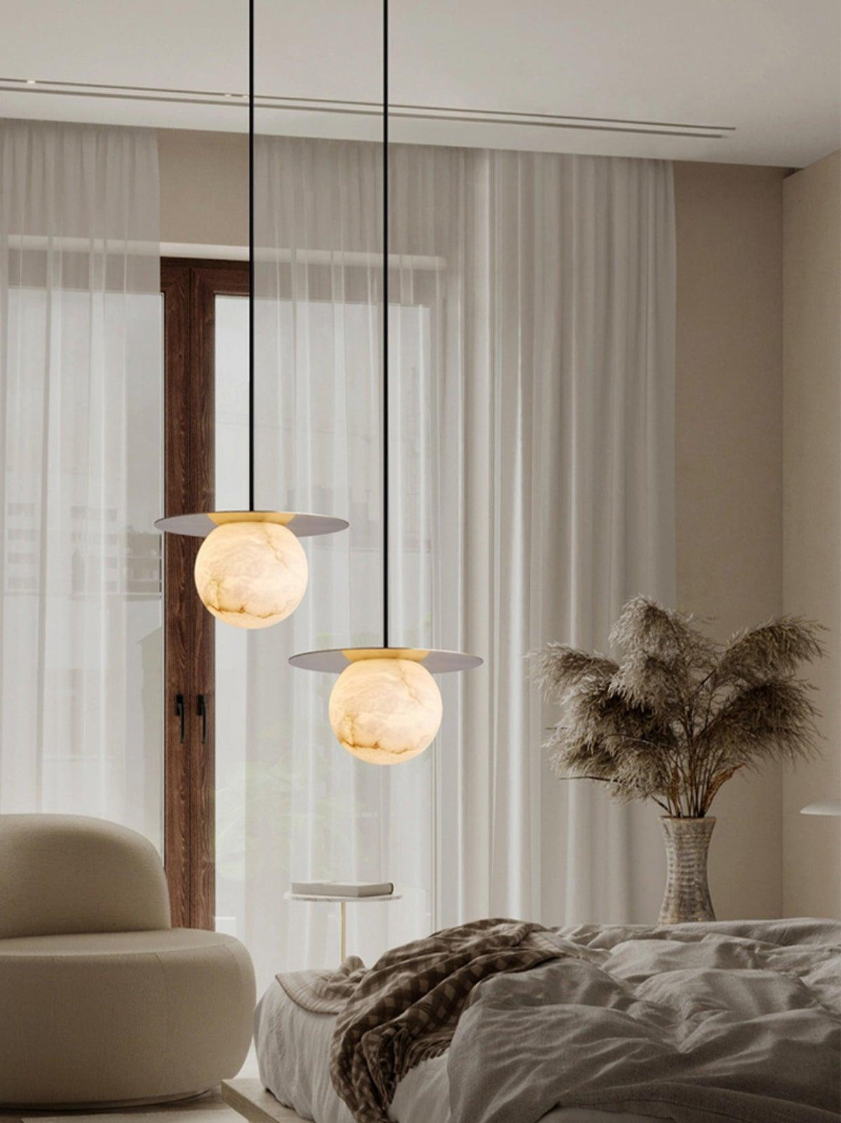 Velar Sphere Alabaster Pendant Light