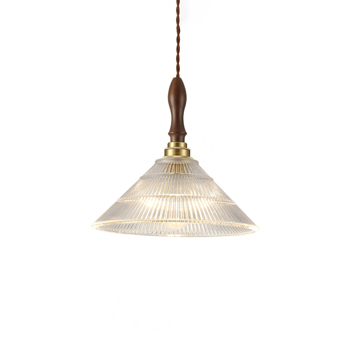 Arcara Vintage Ripple Glass Wood Pendant Lamp
