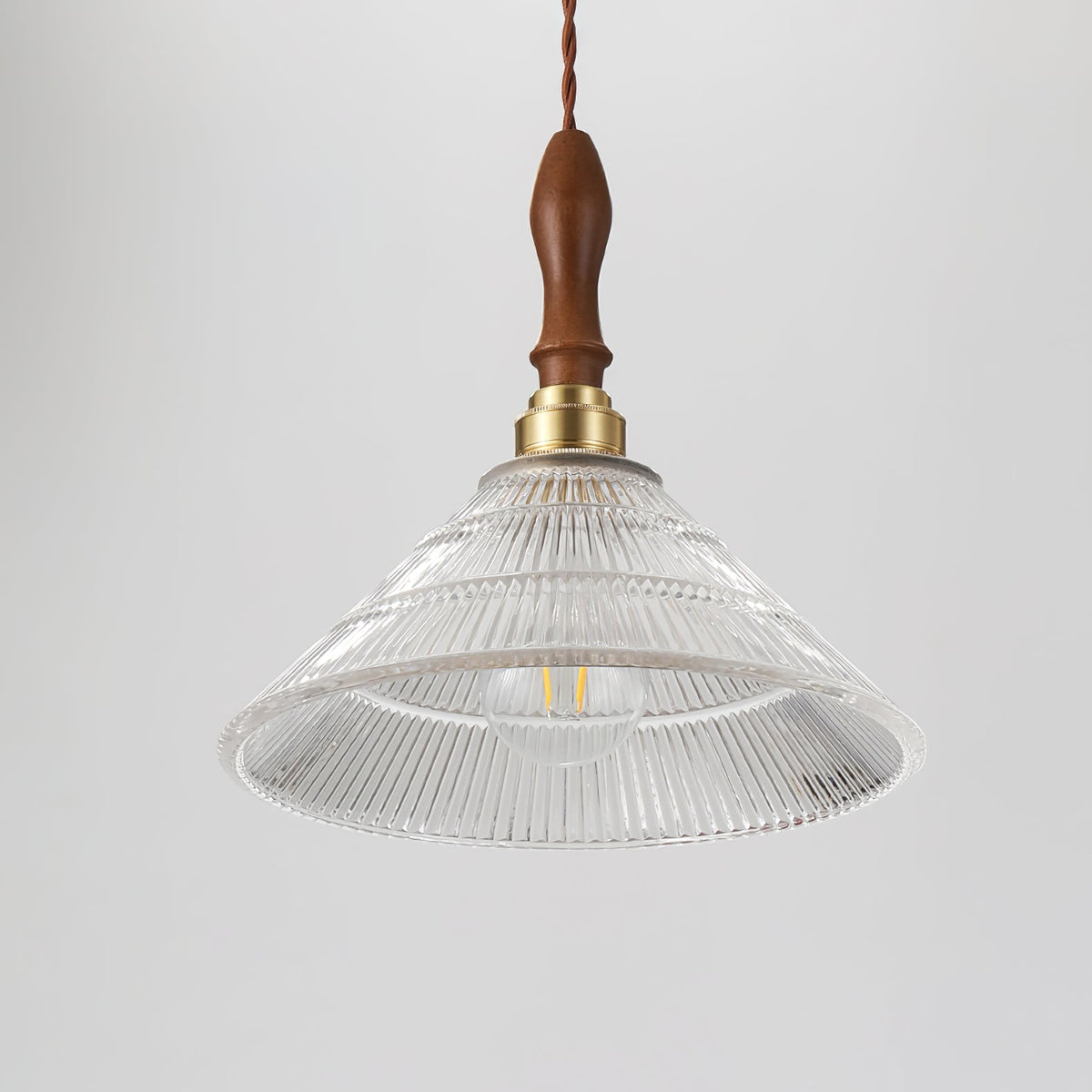 Arcara Vintage Ripple Glass Wood Pendant Lamp