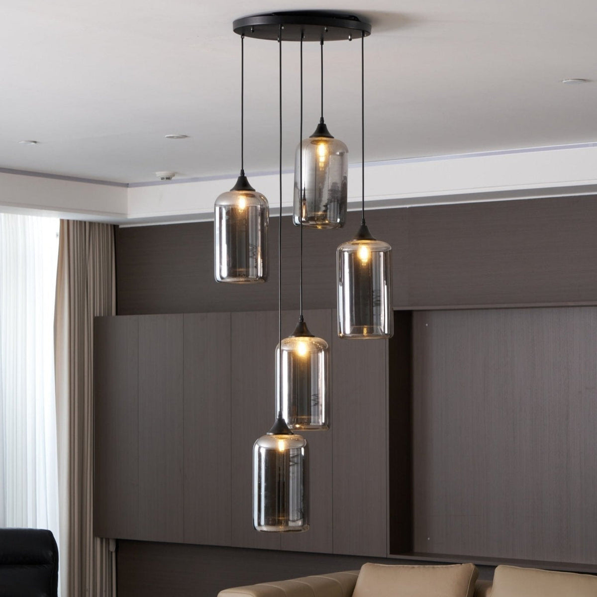 Gabrielle Minimalist Bottle Glass Pendant Light Smoke Gray