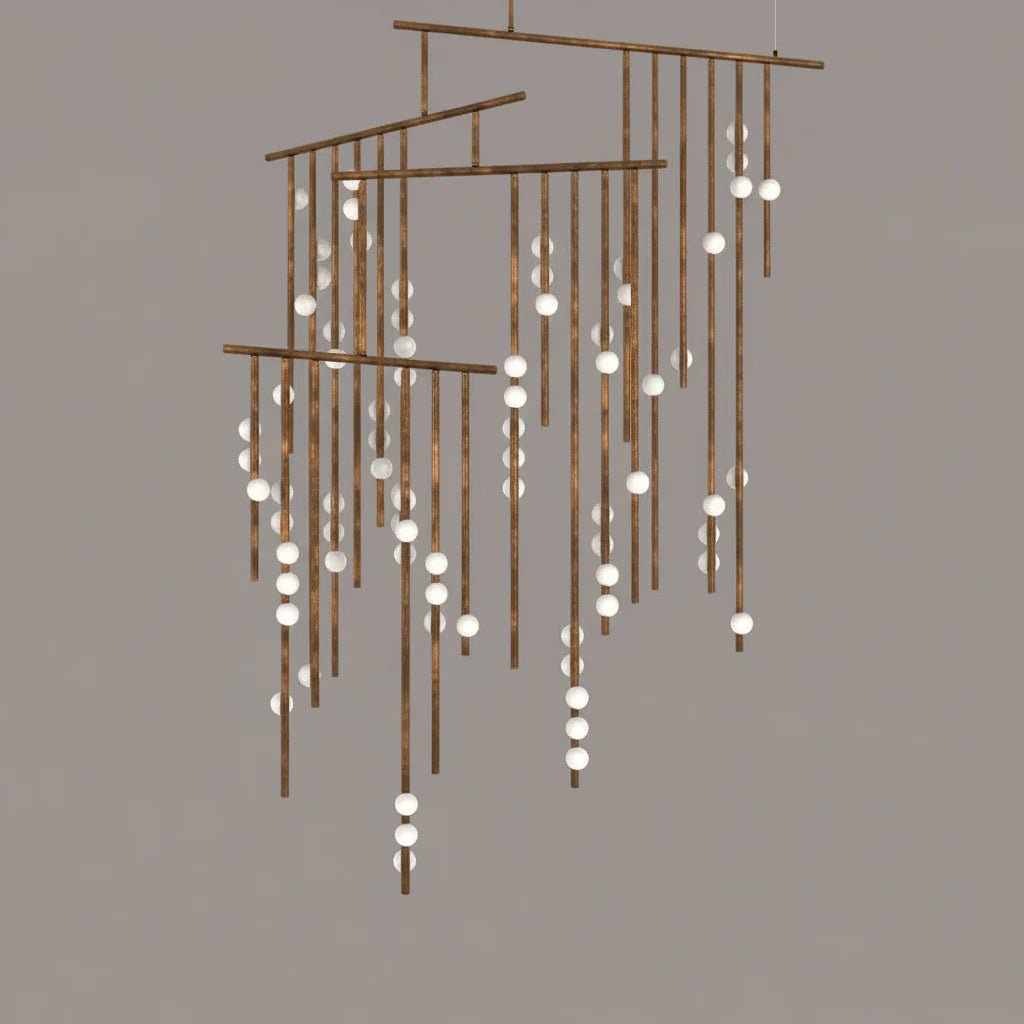 Yieli Brass Glass Drop Chandelier