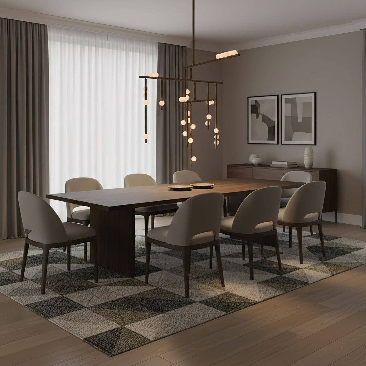 Yieli Brass Glass Drop Chandelier