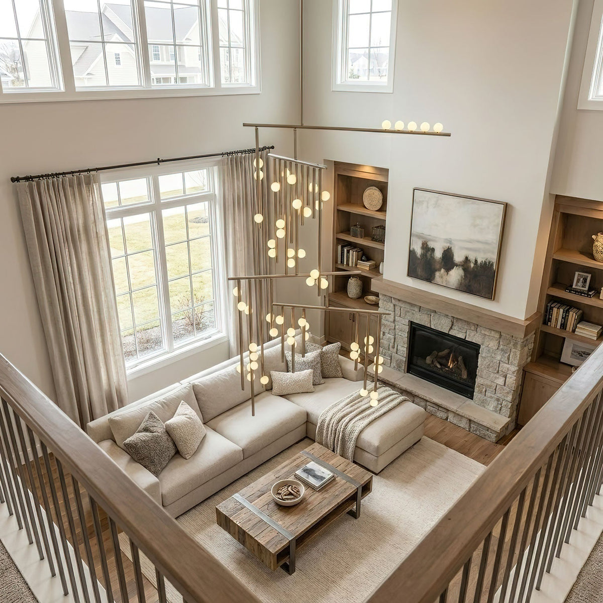 Yieli Brass Glass Drop Chandelier