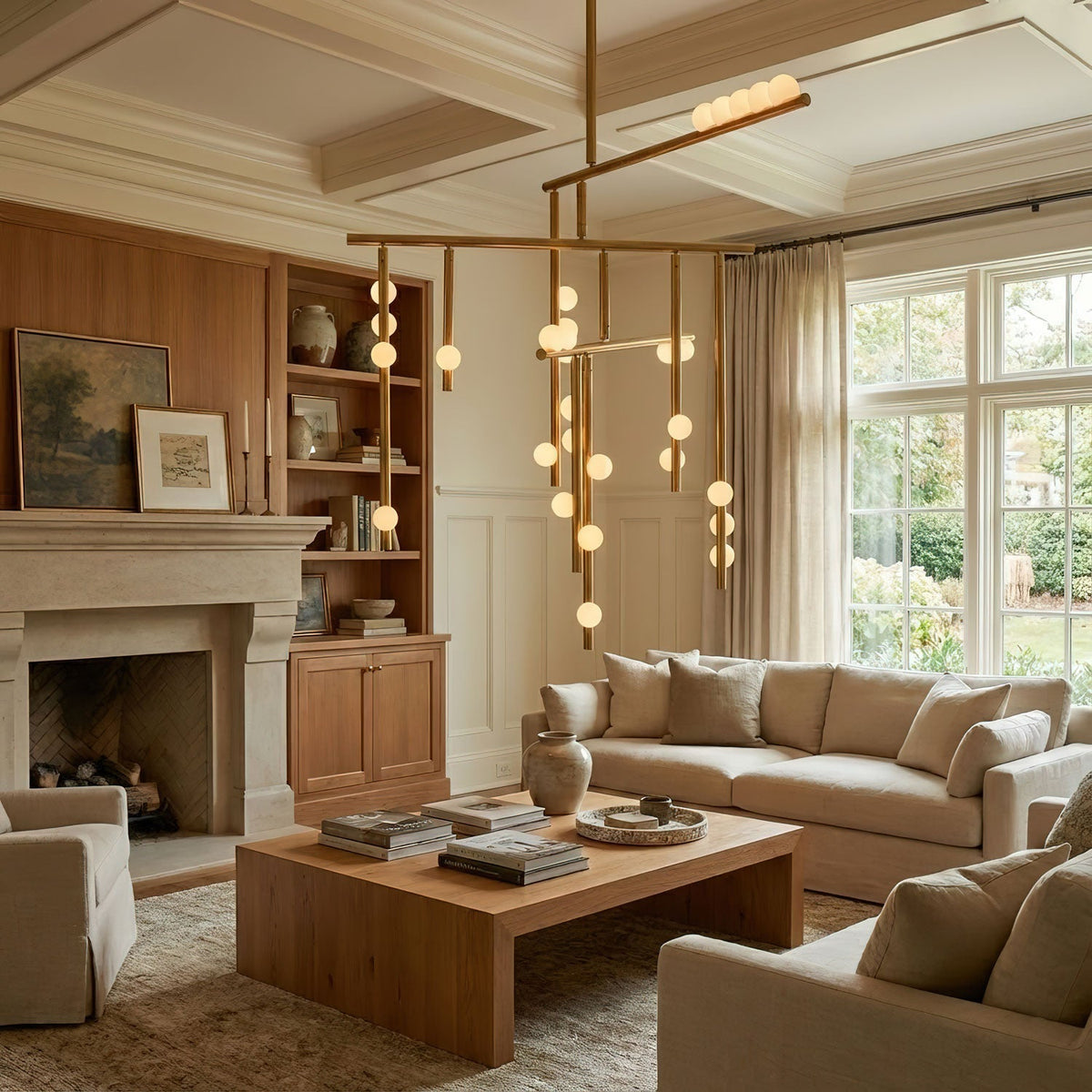 Yieli Brass Glass Drop Chandelier