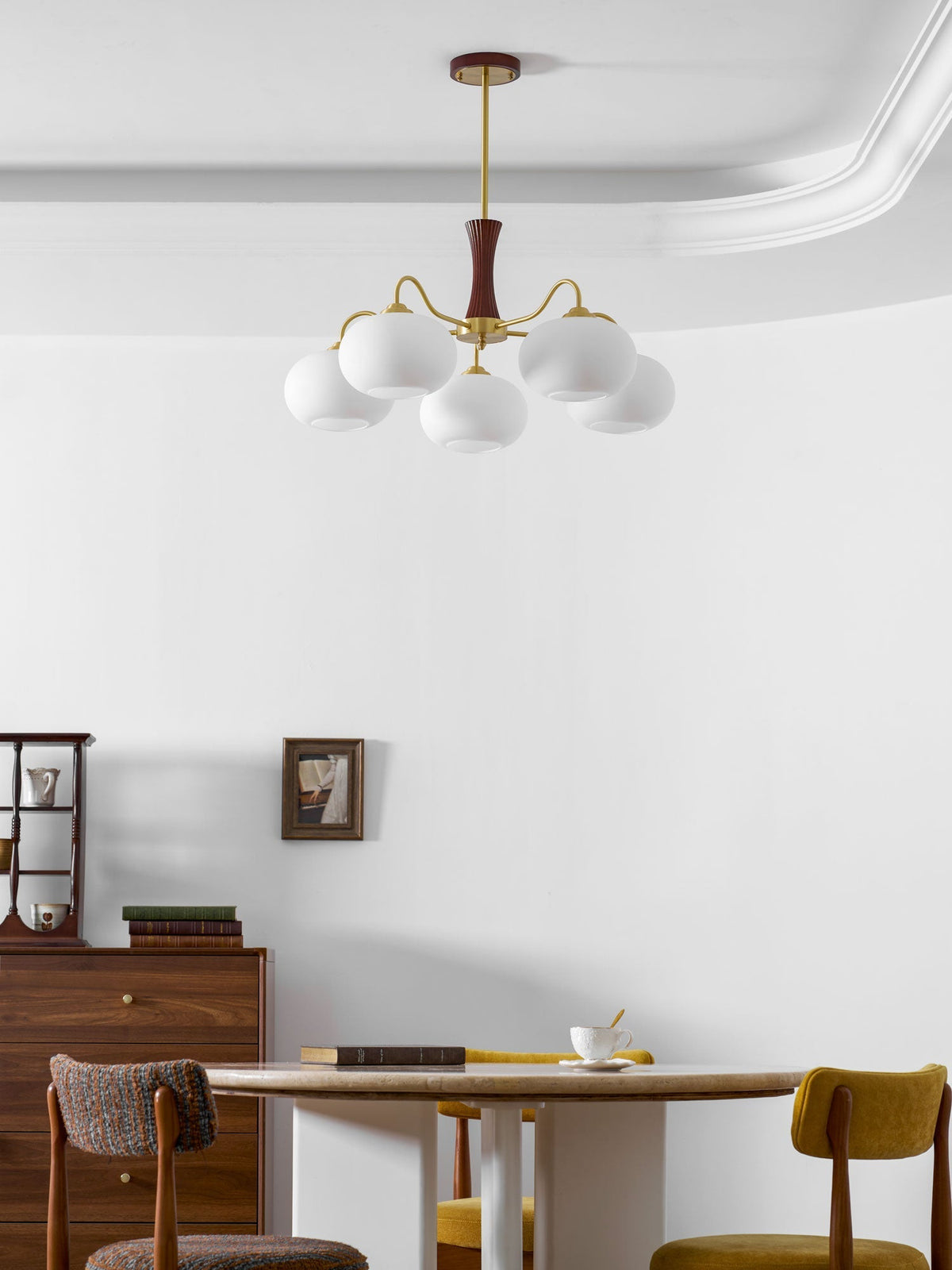 Jazia Brass Wooden Persimmon Chandelier