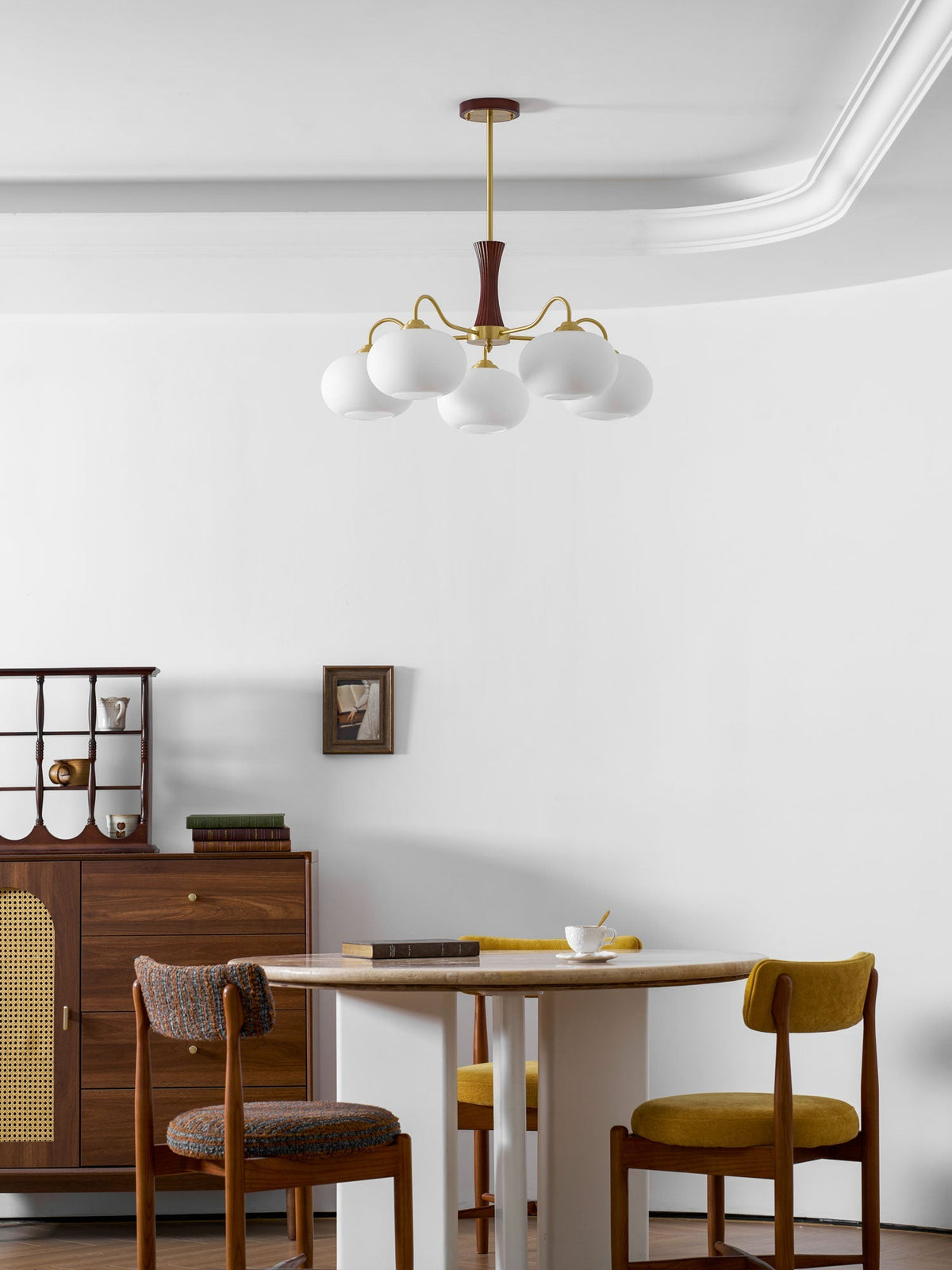 Jazia Brass Wooden Persimmon Chandelier