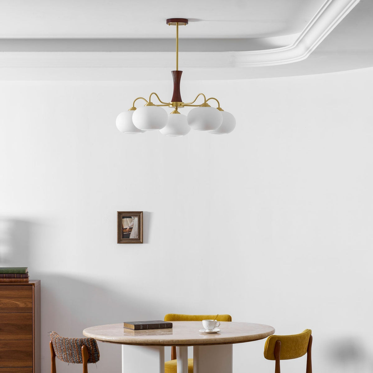 Jazia Brass Wooden Persimmon Chandelier