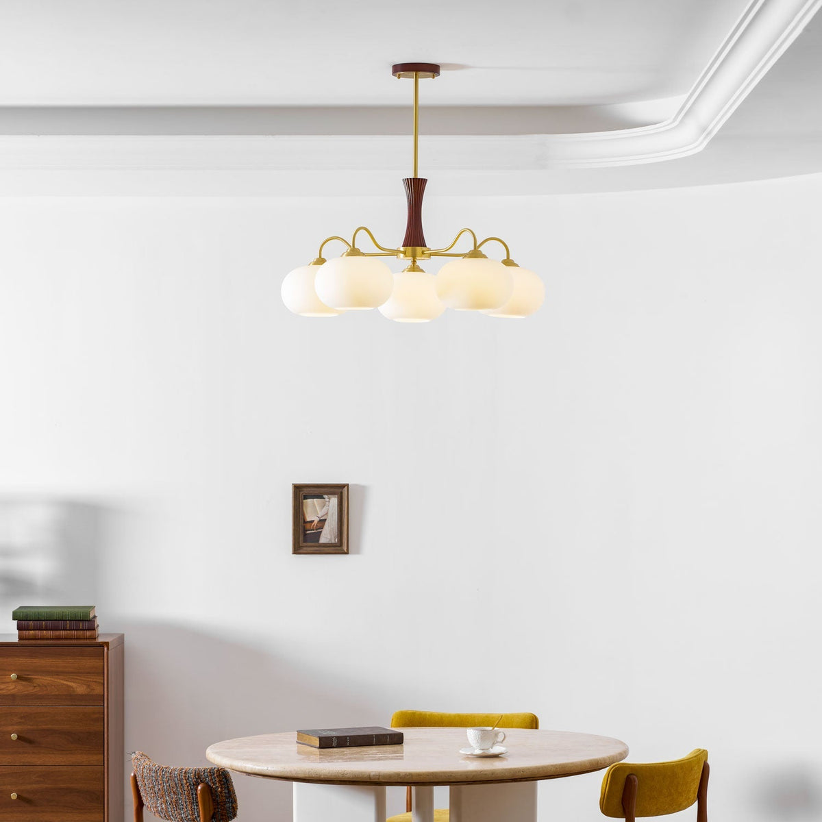 Jazia Brass Wooden Persimmon Chandelier