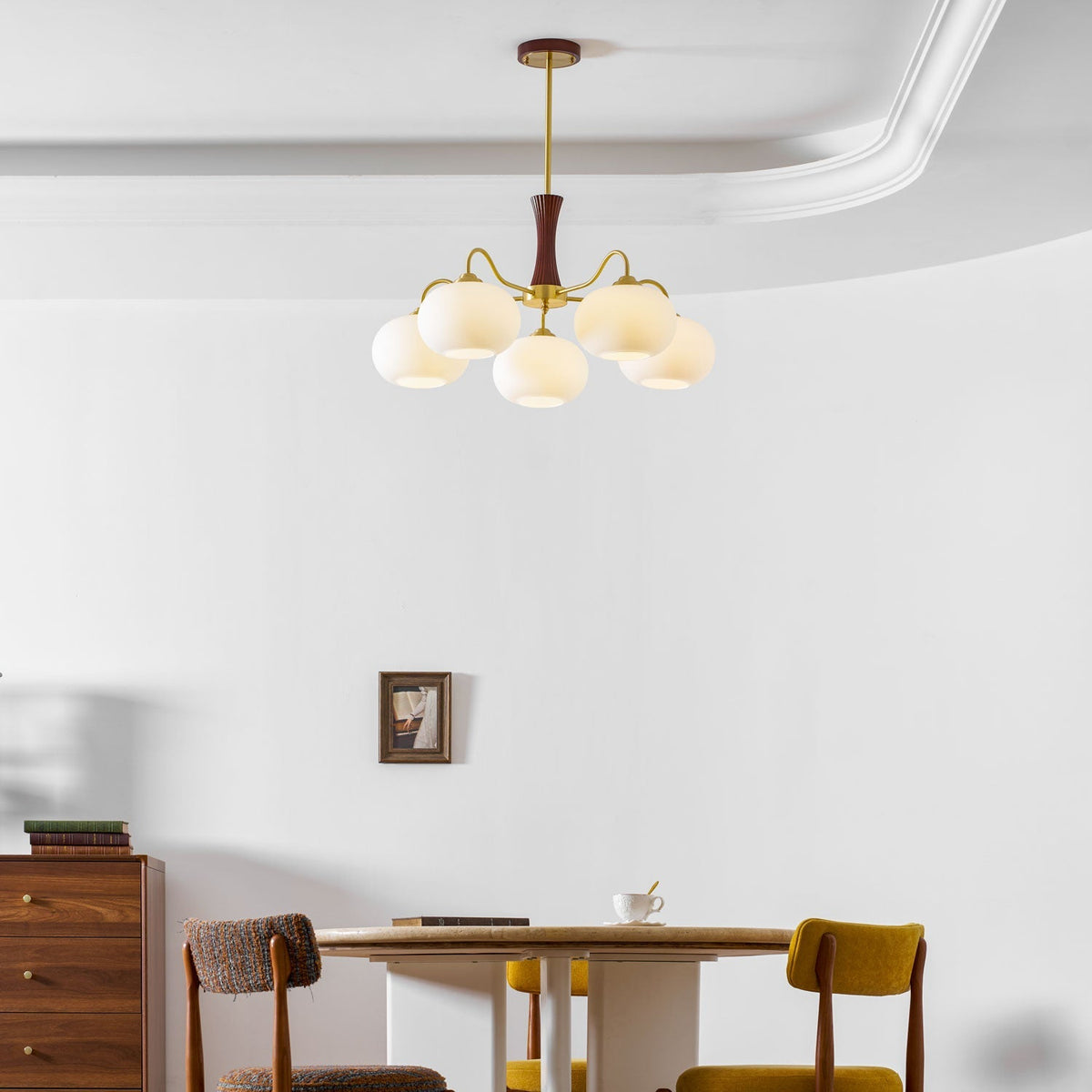 Jazia Brass Wooden Persimmon Chandelier