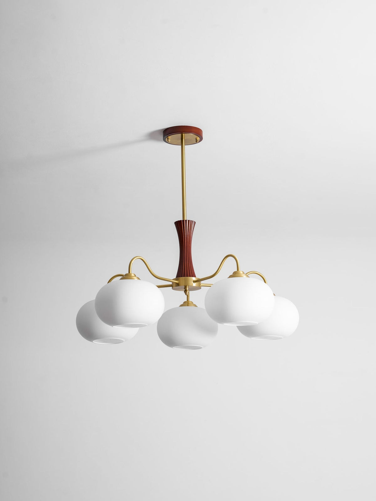 Jazia Brass Wooden Persimmon Chandelier