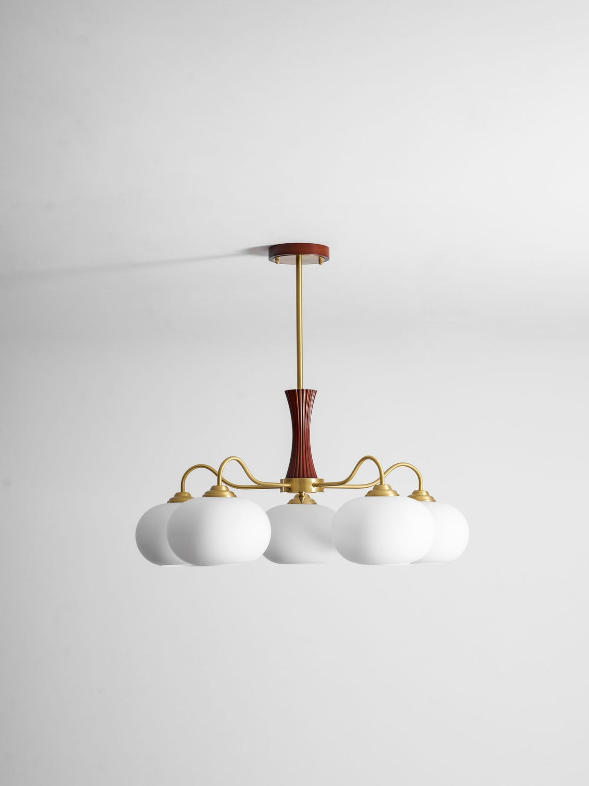 Jazia Brass Wooden Persimmon Chandelier