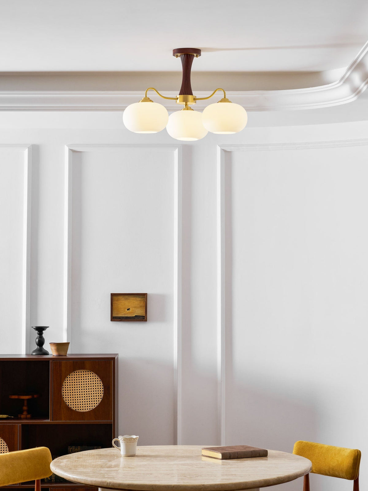 Jazia Brass Wooden Persimmon Chandelier
