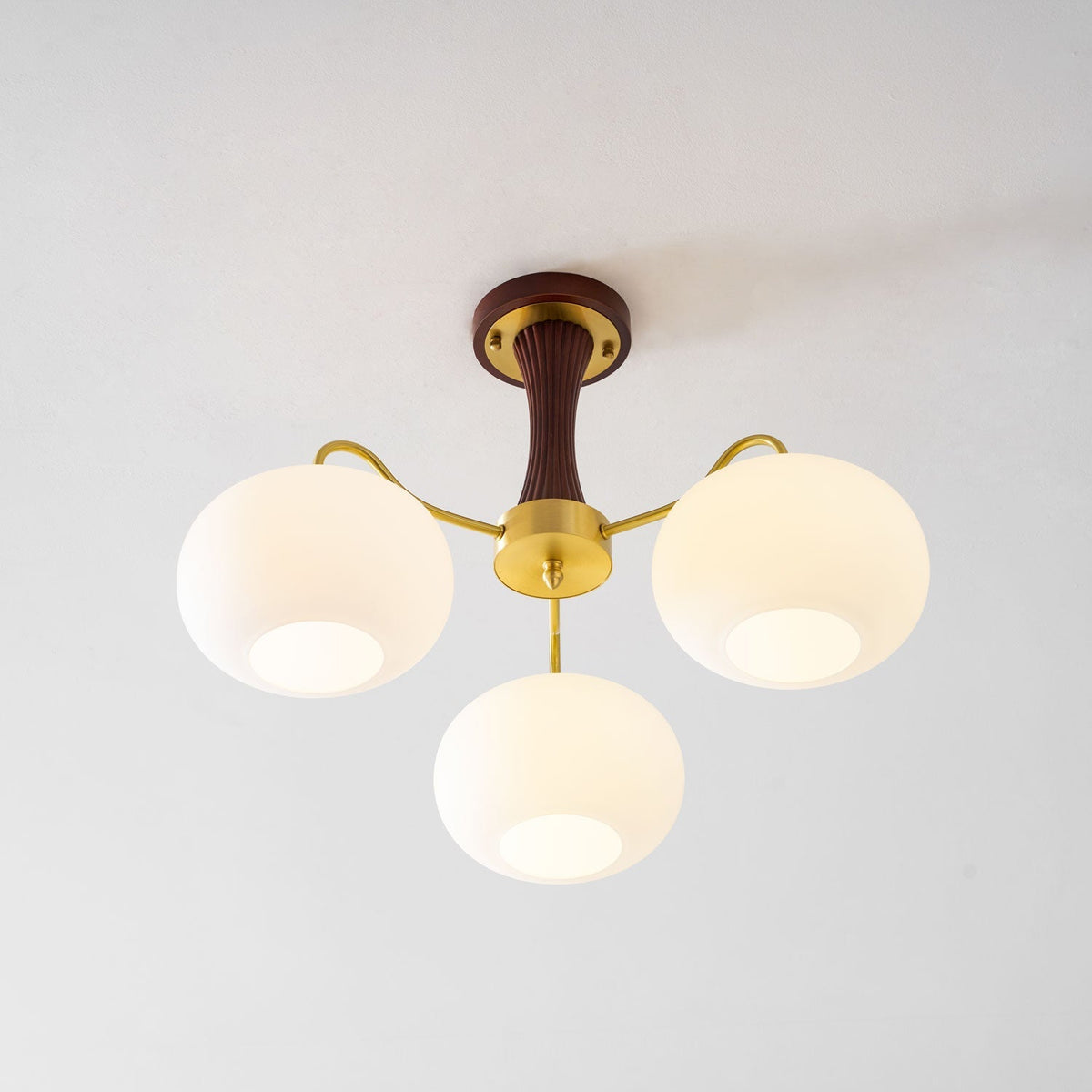Jazia Brass Wooden Persimmon Chandelier