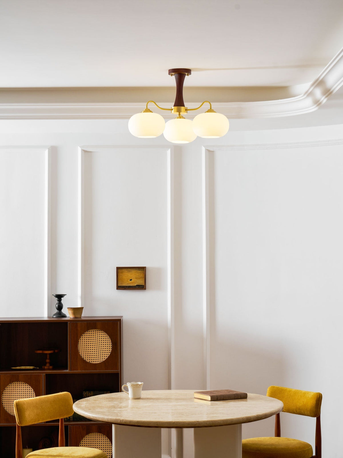 Jazia Brass Wooden Persimmon Chandelier