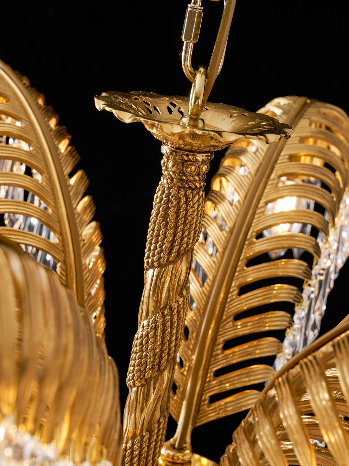 Peya Brass Palm Leaf Crystal Chandelier